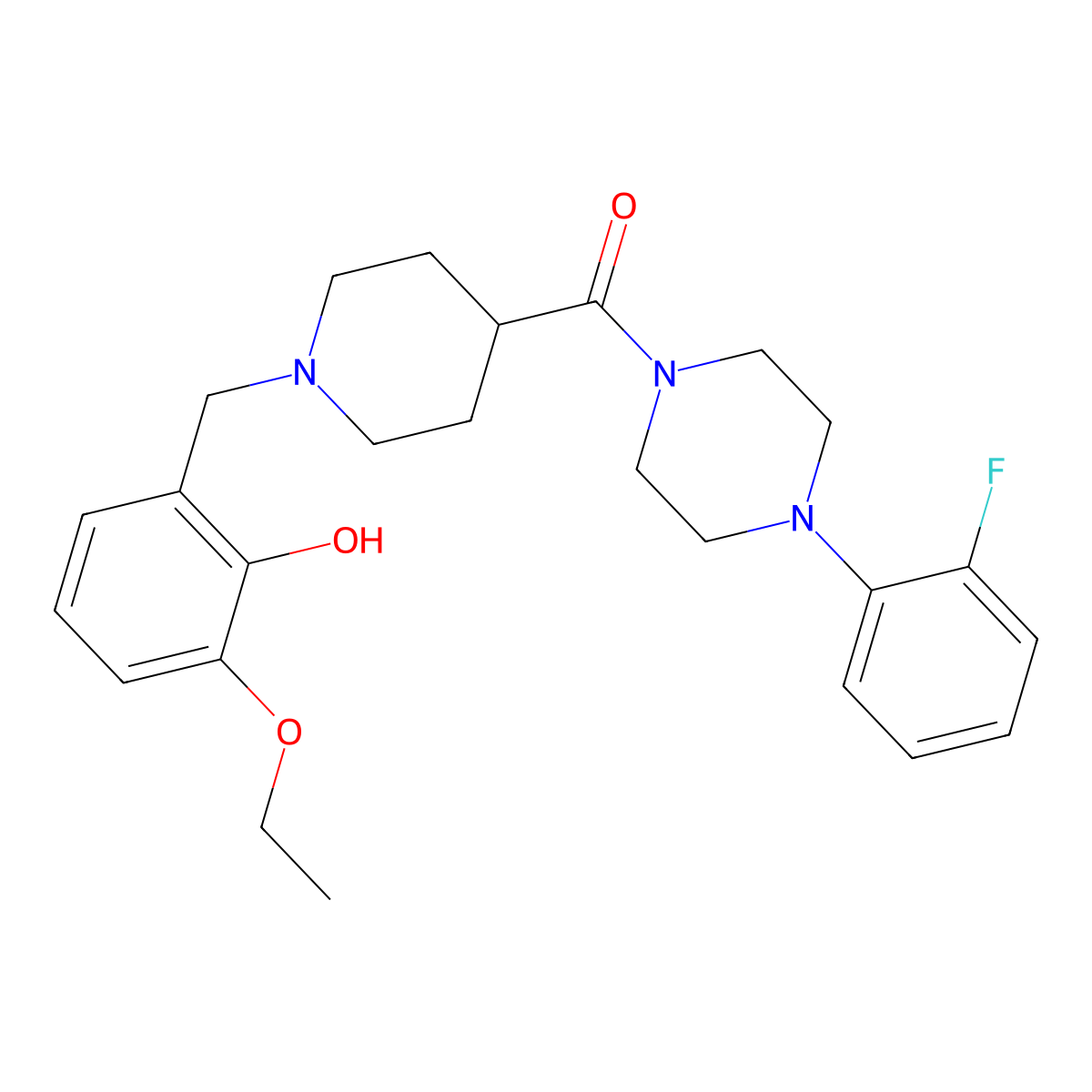 [1-(3-Ethoxy-2-hydroxybenzyl)piperidin-4-yl][4-(2-fluorophenyl)piperazin-1-yl]methanone molecular structure, CAS 429637-99-0