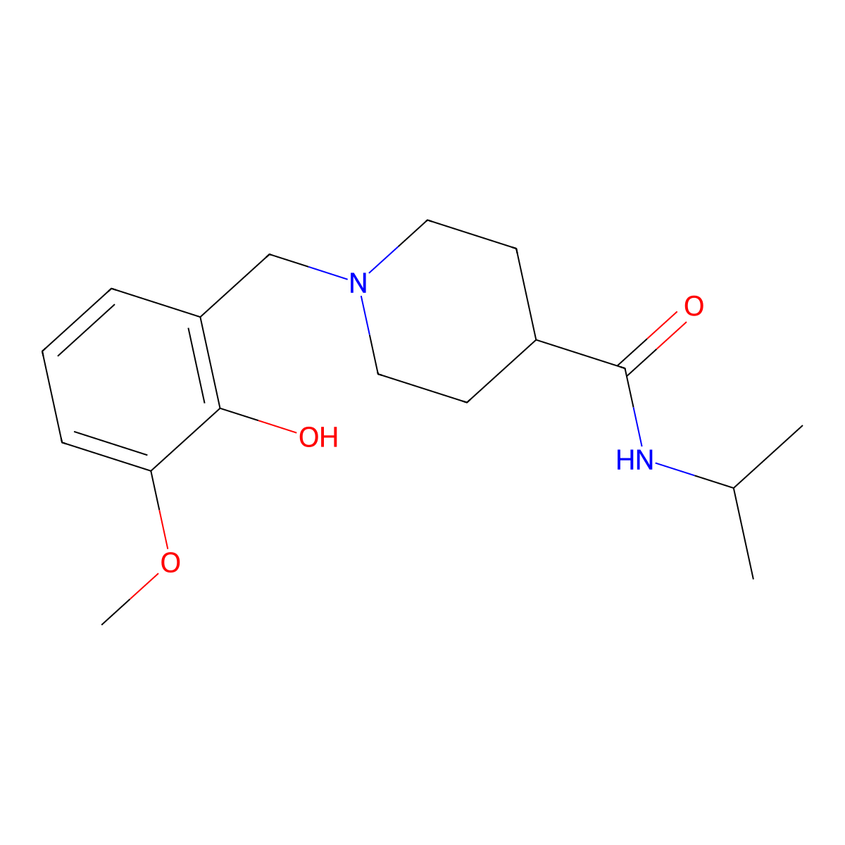 1-(2-hydroxy-3-methoxybenzyl)-N-(propan-2-yl)piperidine-4-carboxamide molecular structure, CAS 429638-03-9