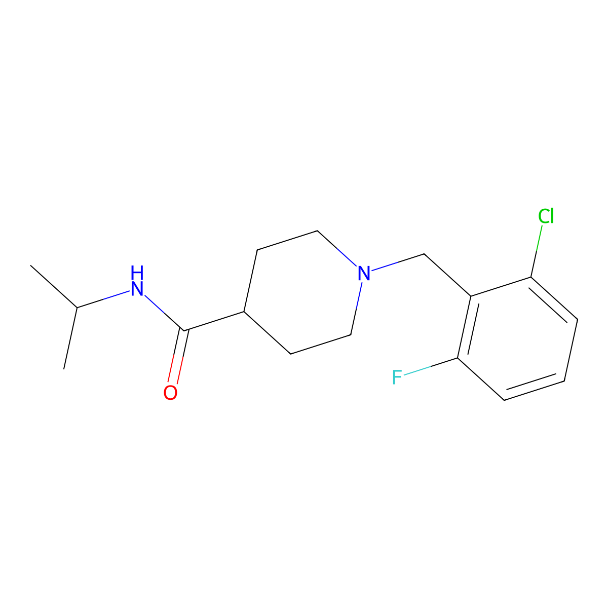 1-(2-chloro-6-fluorobenzyl)-N-(propan-2-yl)piperidine-4-carboxamide molecular structure, CAS 429638-05-1