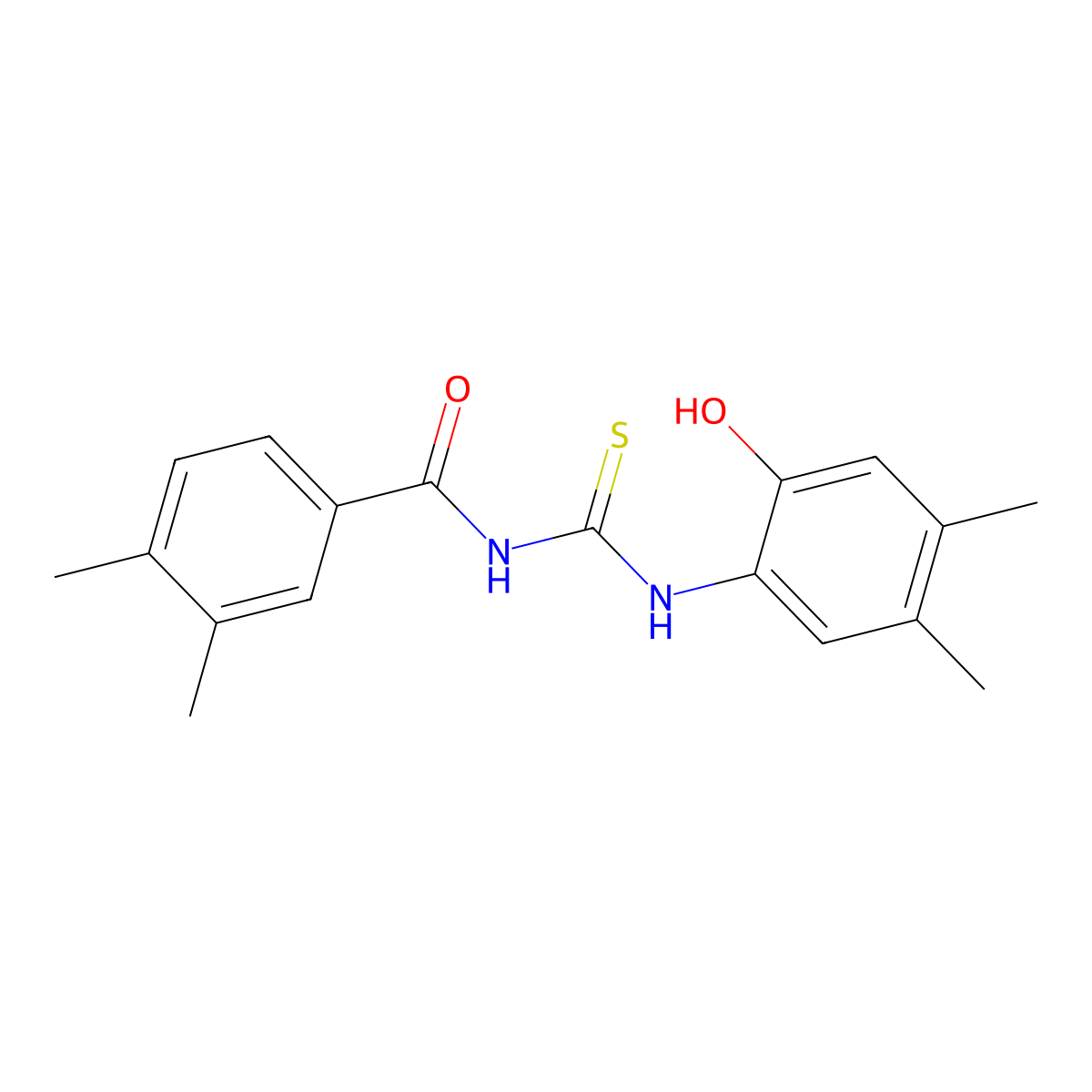 N-[(2-hydroxy-4,5-dimethylphenyl)carbamothioyl]-3,4-dimethylbenzamide molecular structure, CAS 429638-15-3