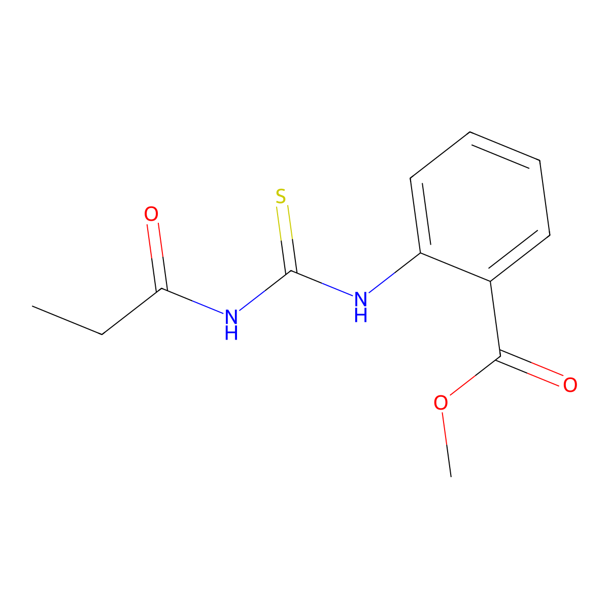 Methyl 2-{[(propionylamino)carbonothioyl]amino}benzoate molecular structure, CAS 429638-18-6