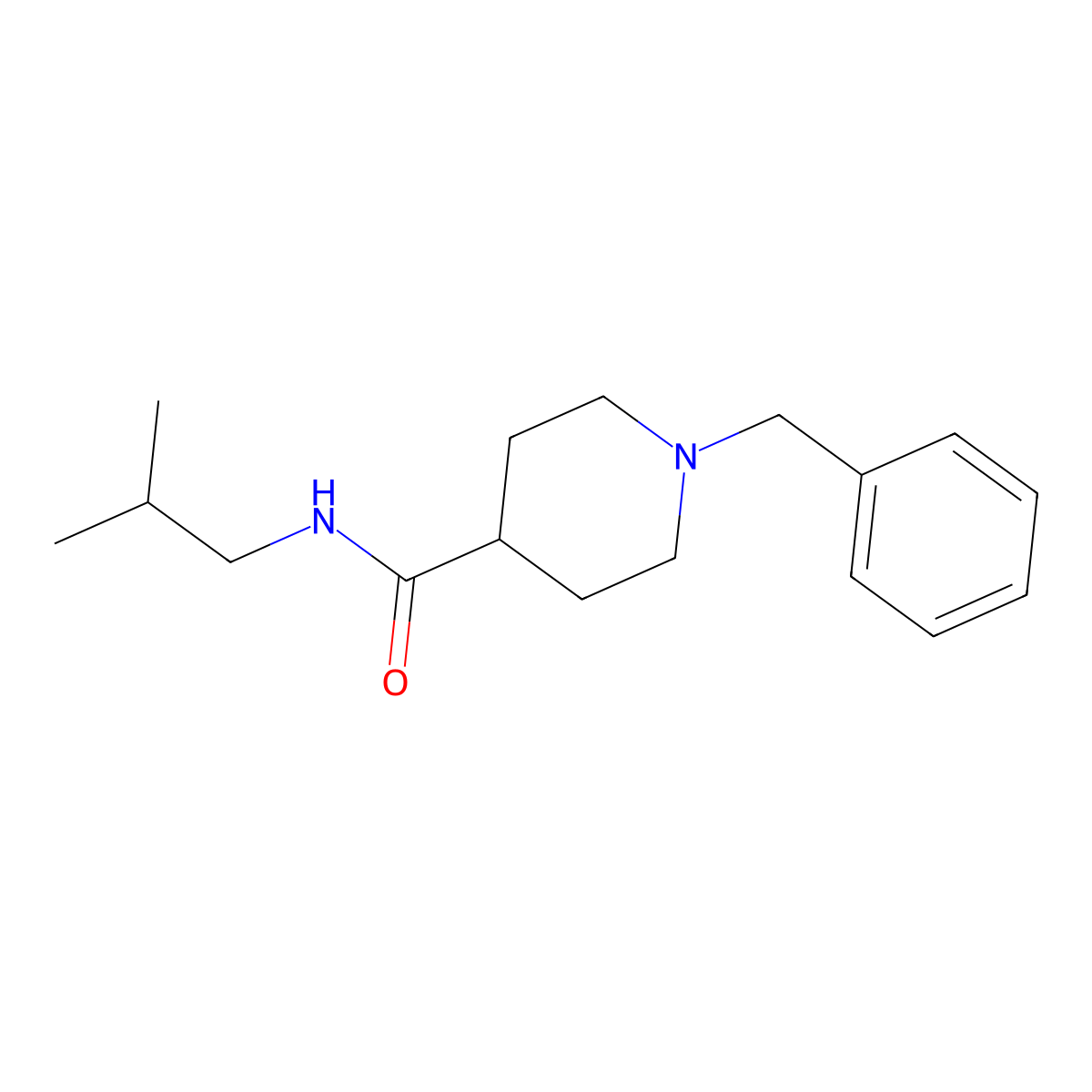 1-benzyl-N-(2-methylpropyl)piperidine-4-carboxamide molecular structure, CAS 429638-29-9