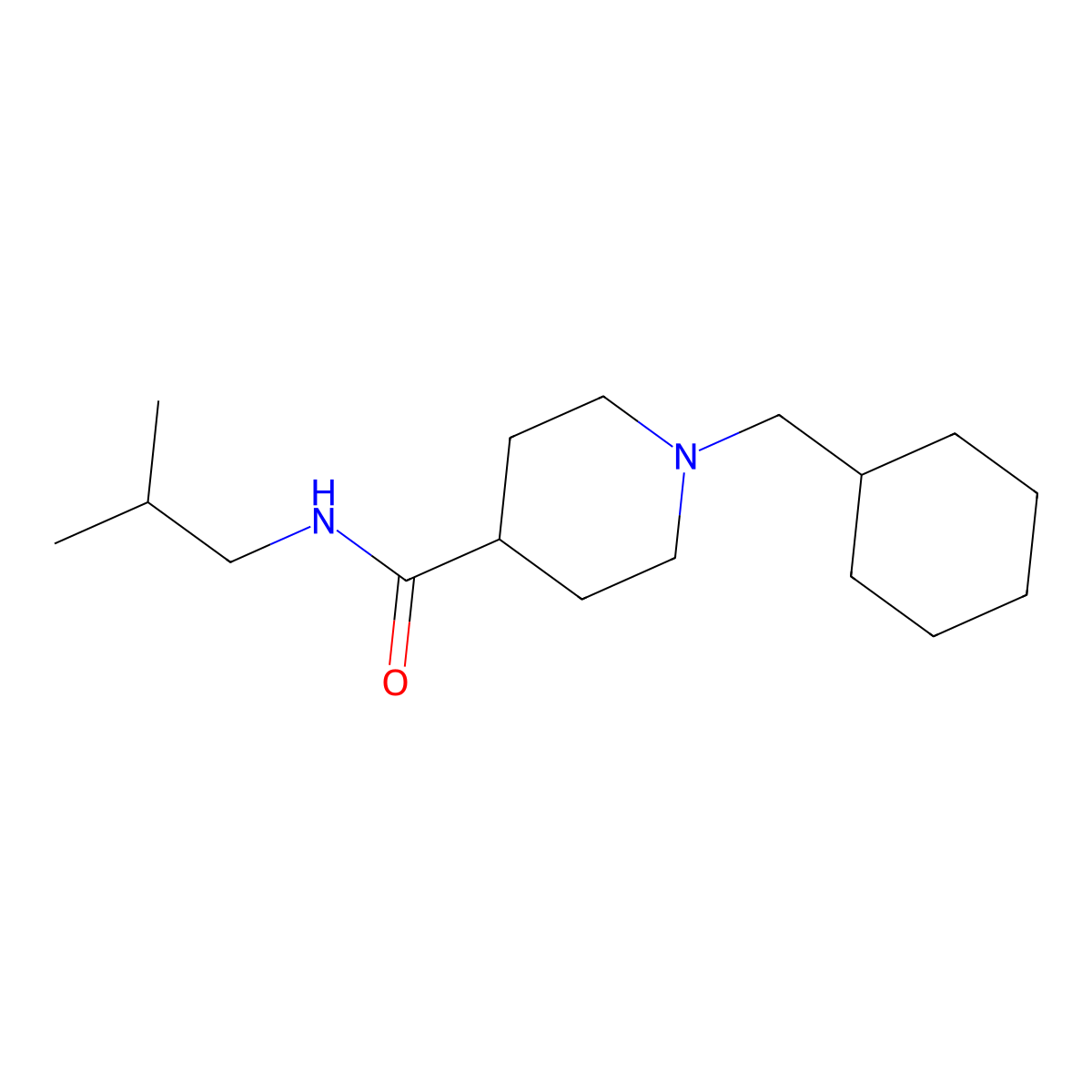1-(cyclohexylmethyl)-N-(2-methylpropyl)piperidine-4-carboxamide molecular structure, CAS 429638-35-7
