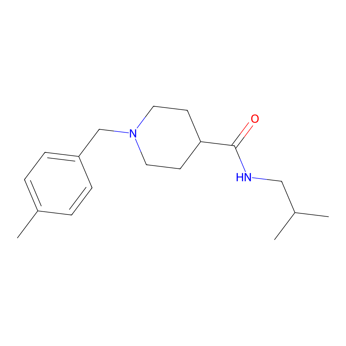 1-[(4-methylphenyl)methyl]-N-(2-methylpropyl)piperidine-4-carboxamide molecular structure, CAS 429638-38-0
