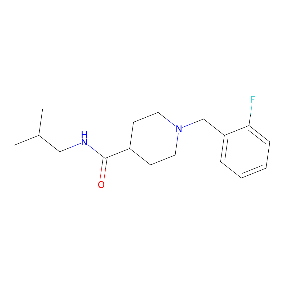 1-(2-fluorobenzyl)-N-(2-methylpropyl)piperidine-4-carboxamide molecular structure, CAS 429638-43-7