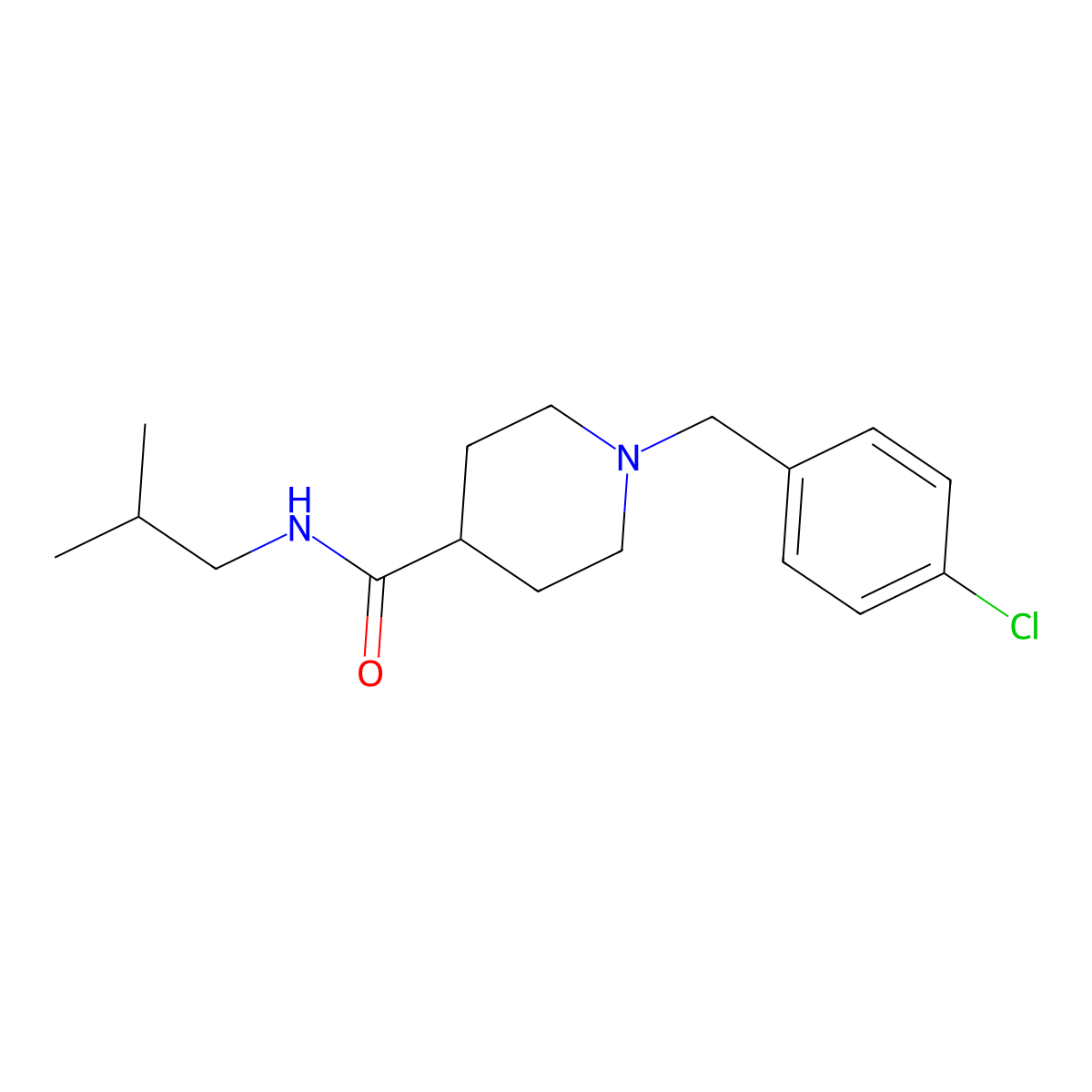 1-[(4-chlorophenyl)methyl]-N-(2-methylpropyl)piperidine-4-carboxamide molecular structure, CAS 429638-55-1