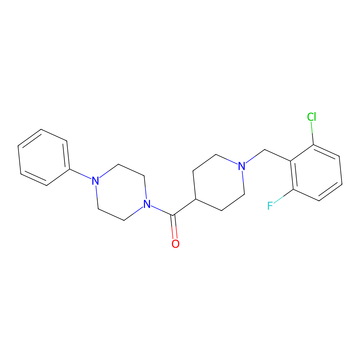 [1-[(2-Chloro-6-fluorophenyl)methyl]piperidin-4-yl]-(4-phenylpiperazin-1-yl)methanone molecular structure, CAS 429638-57-3
