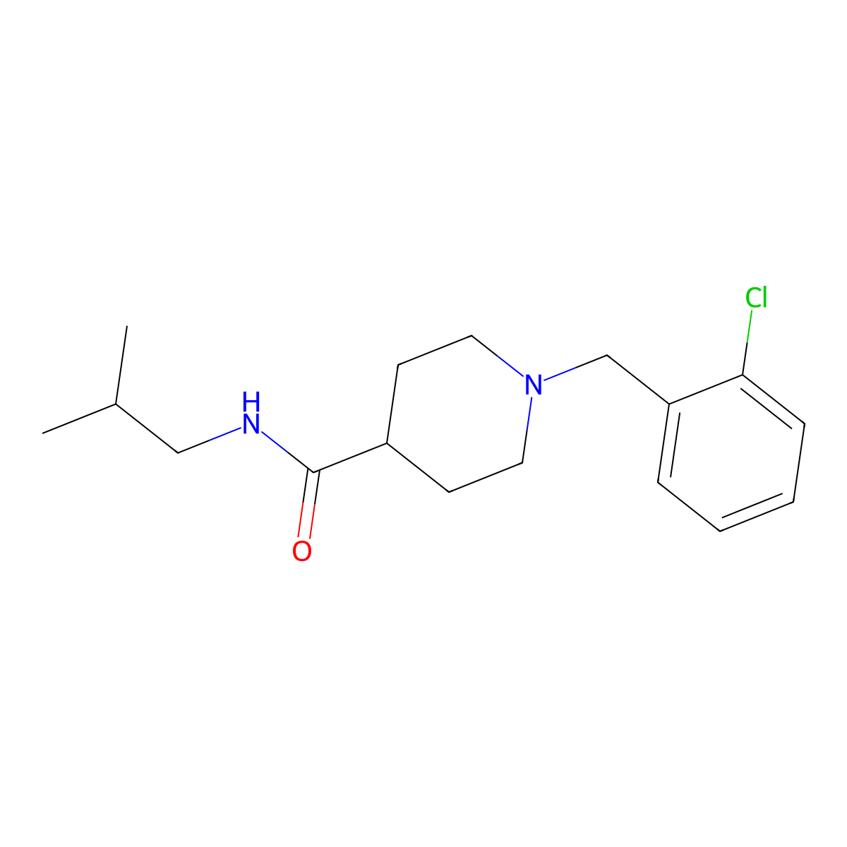 1-[(2-chlorophenyl)methyl]-N-(2-methylpropyl)piperidine-4-carboxamide molecular structure, CAS 429638-58-4