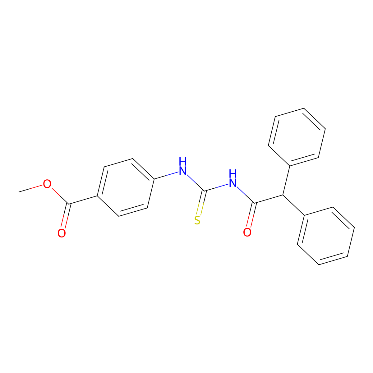 Methyl 4-{[(diphenylacetyl)carbamothioyl]amino}benzoate molecular structure, CAS 429638-59-5