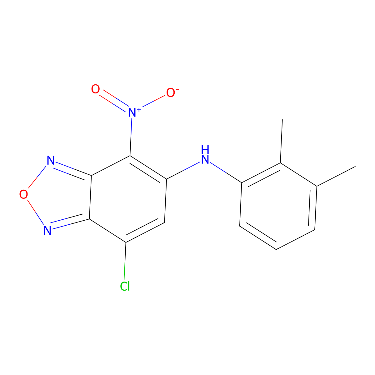 7-chloro-N-(2,3-dimethylphenyl)-4-nitro-2,1,3-benzoxadiazol-5-amine molecular structure, CAS 429639-17-8