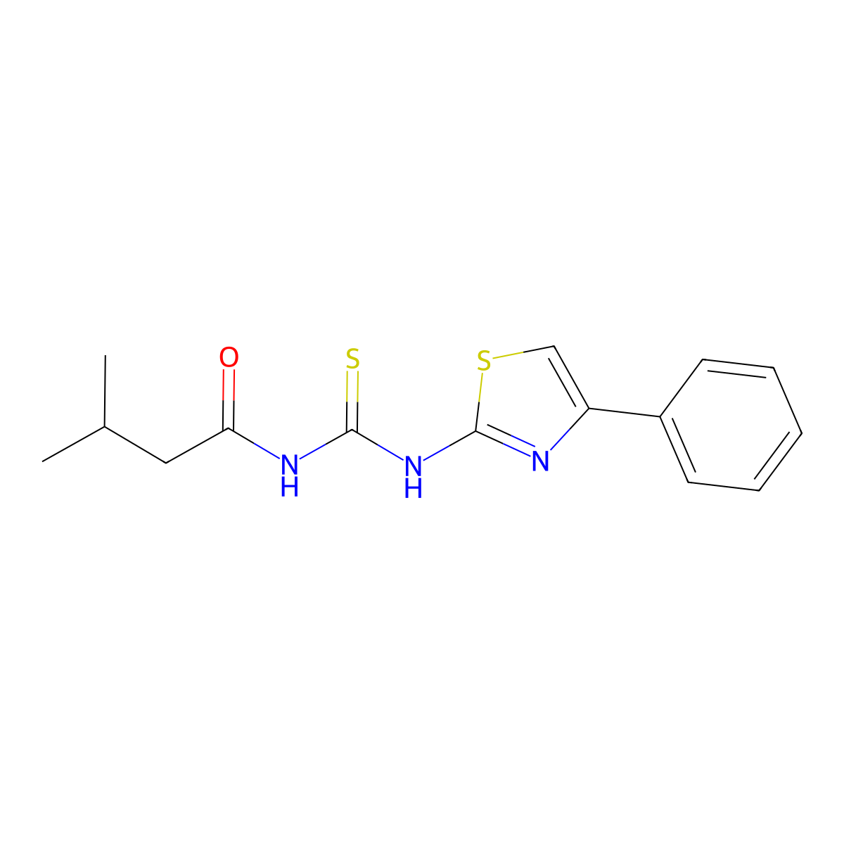 3-methyl-N-[(4-phenyl-1,3-thiazol-2-yl)carbamothioyl]butanamide molecular structure, CAS 429639-23-6