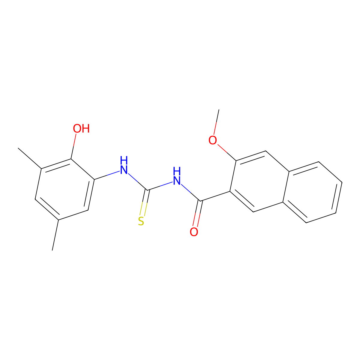 N-[(2-hydroxy-3,5-dimethylphenyl)carbamothioyl]-3-methoxynaphthalene-2-carboxamide molecular structure, CAS 429639-56-5