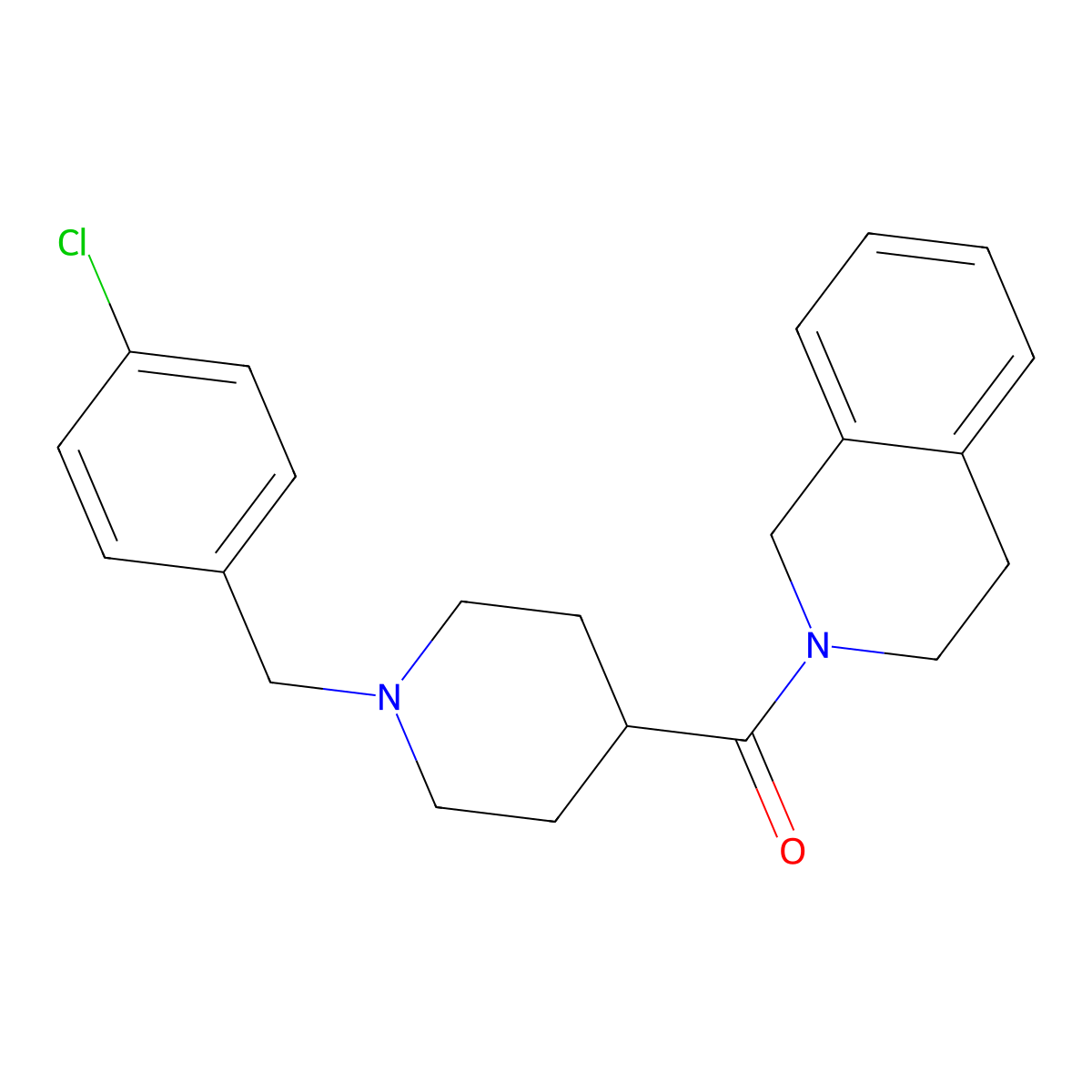 [1-[(4-chlorophenyl)methyl]piperidin-4-yl]-(3,4-dihydro-1H-isoquinolin-2-yl)methanone molecular structure, CAS 429639-77-0