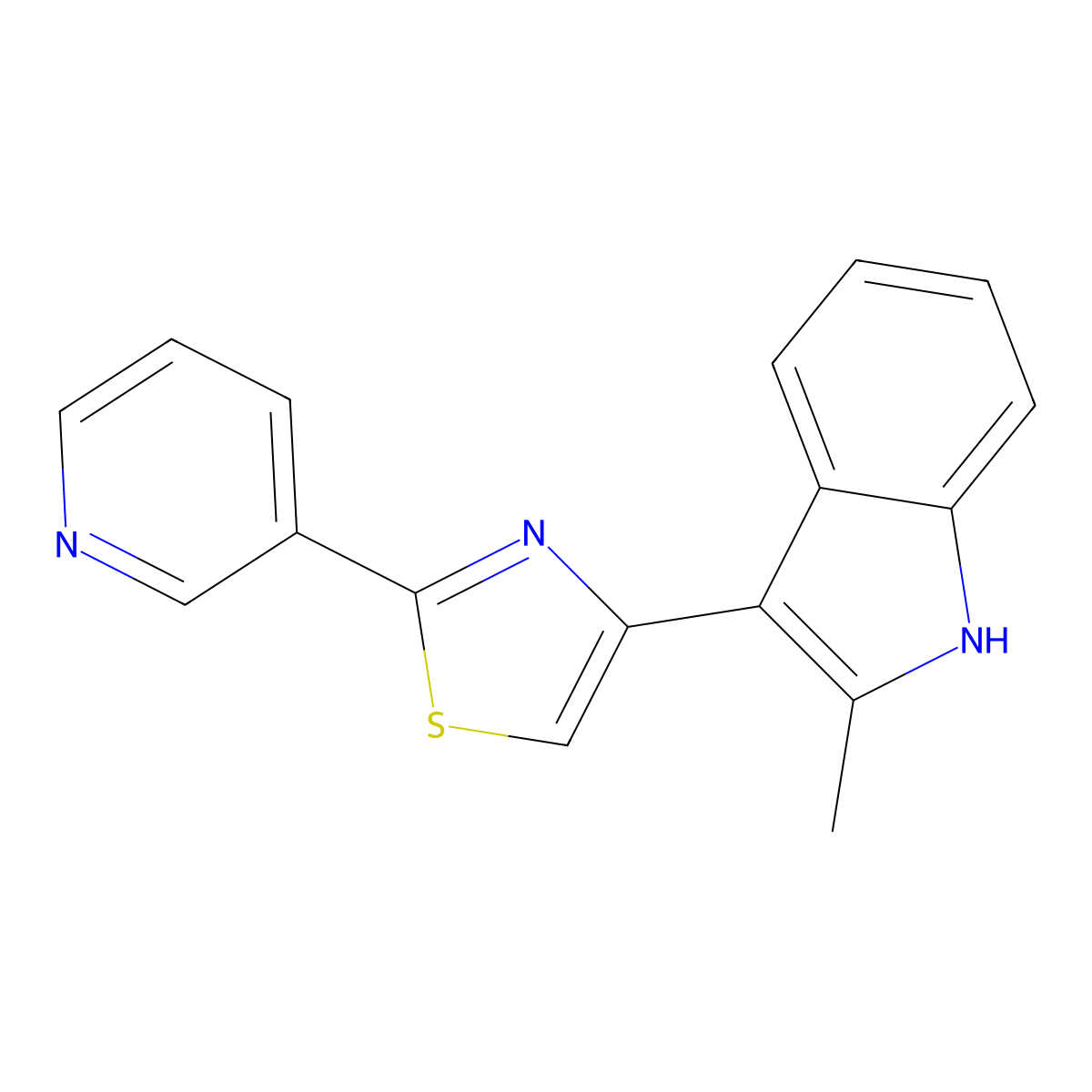 4-(2-methyl-1H-indol-3-yl)-2-pyridin-3-yl-1,3-thiazole molecular structure, CAS 429639-97-4