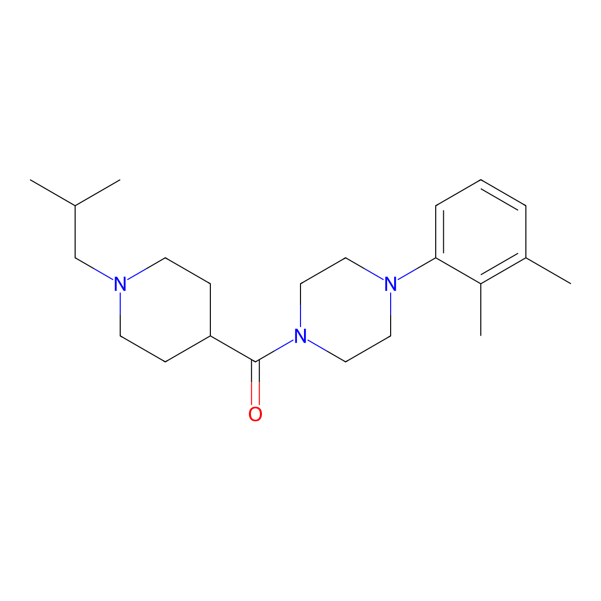 [4-(2,3-Dimethylphenyl)piperazin-1-yl][1-(2-methylpropyl)piperidin-4-yl]methanone molecular structure, CAS 429639-98-5
