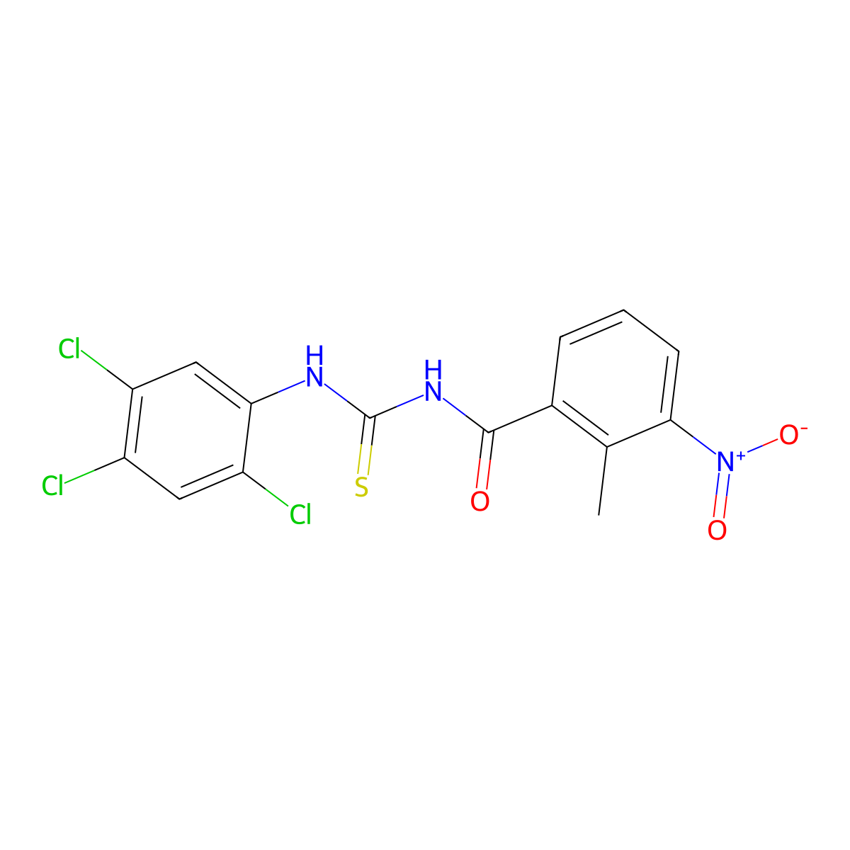 2-methyl-3-nitro-N-[(2,4,5-trichlorophenyl)carbamothioyl]benzamide molecular structure, CAS 429640-22-2