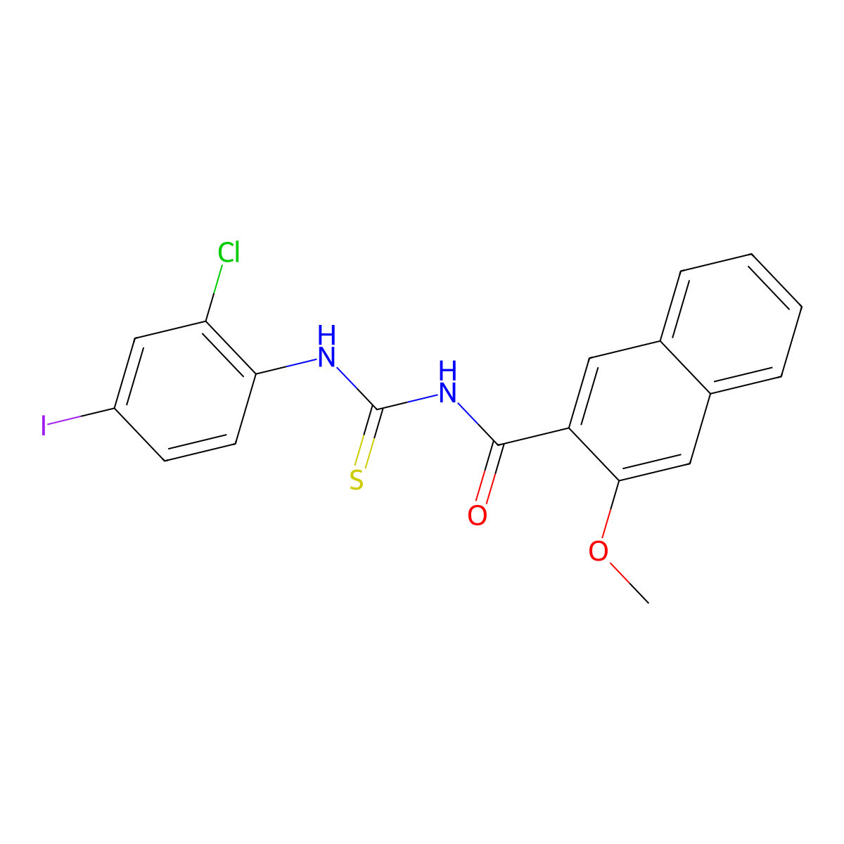 N-[(2-chloro-4-iodophenyl)carbamothioyl]-3-methoxynaphthalene-2-carboxamide molecular structure, CAS 429640-34-6