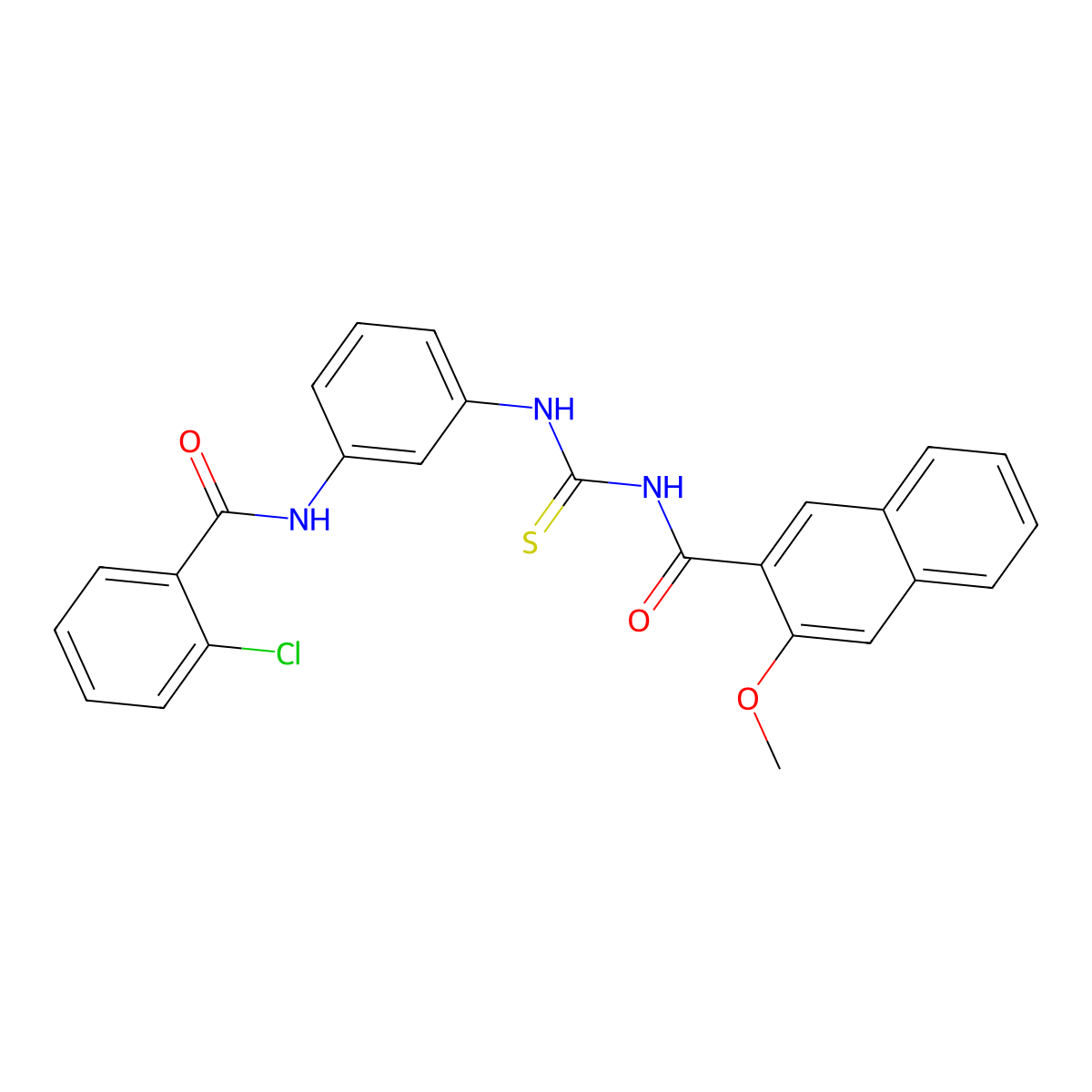 N-[[3-[(2-chlorobenzoyl)amino]phenyl]carbamothioyl]-3-methoxynaphthalene-2-carboxamide molecular structure, CAS 429640-61-9