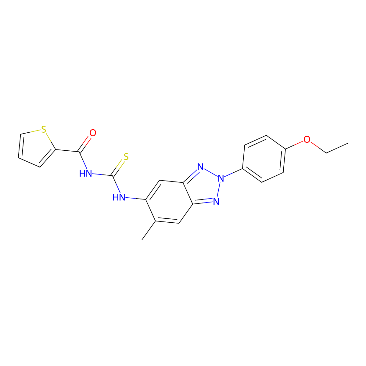 N-[[2-(4-ethoxyphenyl)-6-methylbenzotriazol-5-yl]carbamothioyl]thiophene-2-carboxamide molecular structure, CAS 429640-75-5