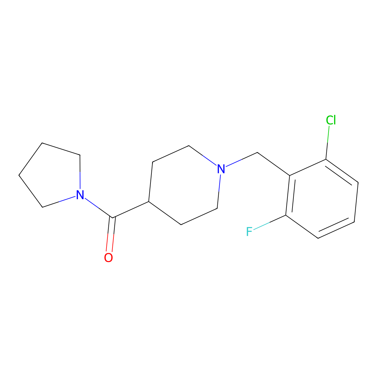 [1-[(2-Chloro-6-fluorophenyl)methyl]piperidin-4-yl]-pyrrolidin-1-ylmethanone molecular structure, CAS 429640-87-9