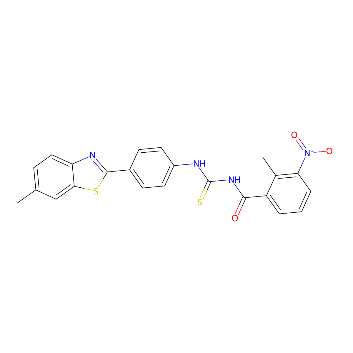 2-methyl-N-[[4-(6-methyl-1,3-benzothiazol-2-yl)phenyl]carbamothioyl]-3-nitrobenzamide molecular structure, CAS 429640-90-4