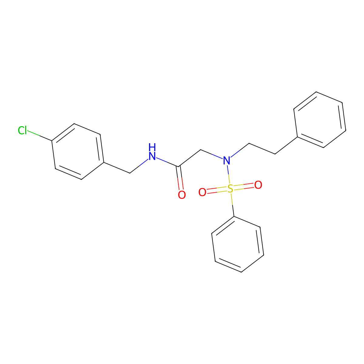 N-(4-chlorobenzyl)-N~2~-(2-phenylethyl)-N~2~-(phenylsulfonyl)glycinamide molecular structure, CAS 429641-00-9