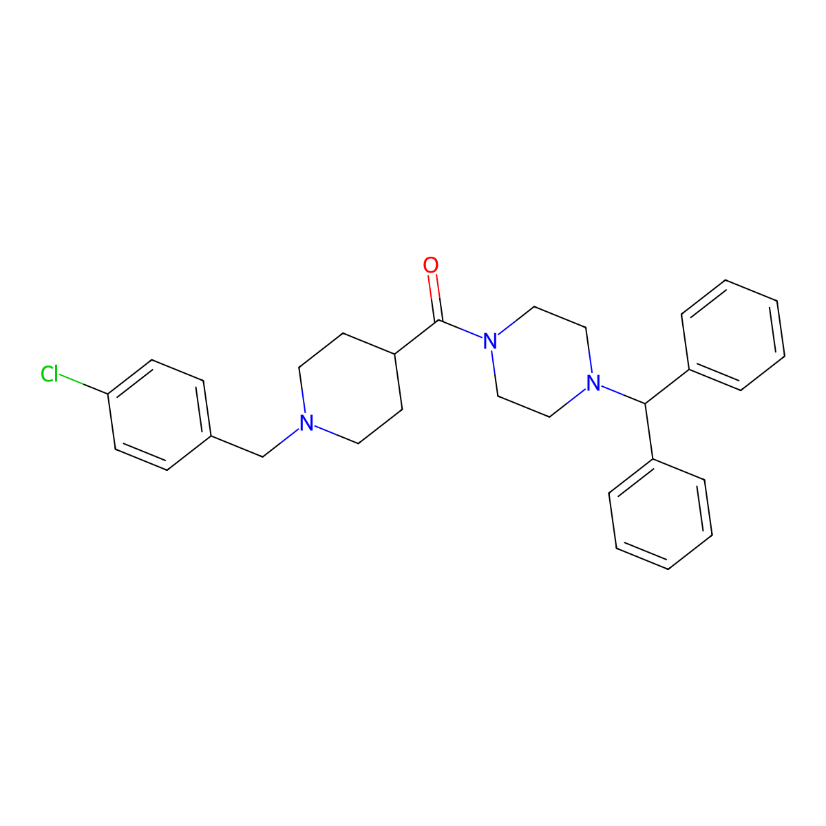 [1-(4-Chlorobenzyl)piperidin-4-yl][4-(diphenylmethyl)piperazin-1-yl]methanone molecular structure, CAS 429641-04-3