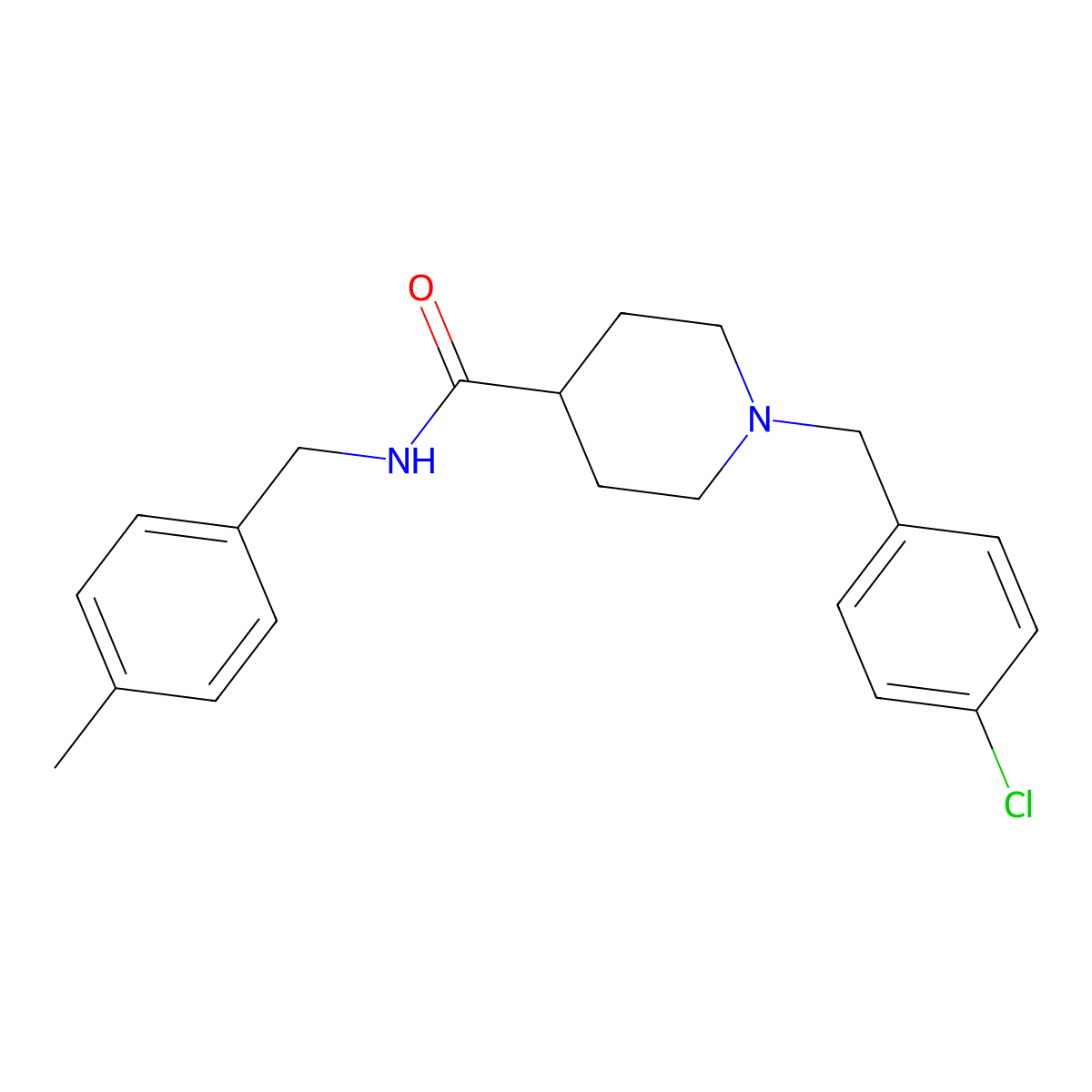 1-[(4-chlorophenyl)methyl]-N-[(4-methylphenyl)methyl]piperidine-4-carboxamide molecular structure, CAS 429641-21-4