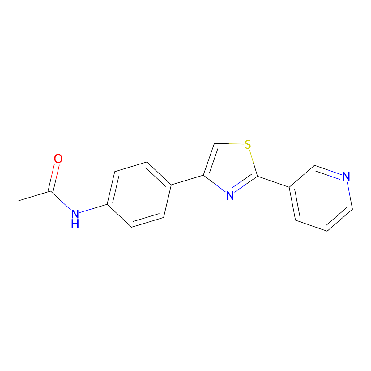 N-[4-(2-Pyridin-3-yl-thiazol-4-yl)-phenyl]-acetamide molecular structure, CAS 429641-43-0