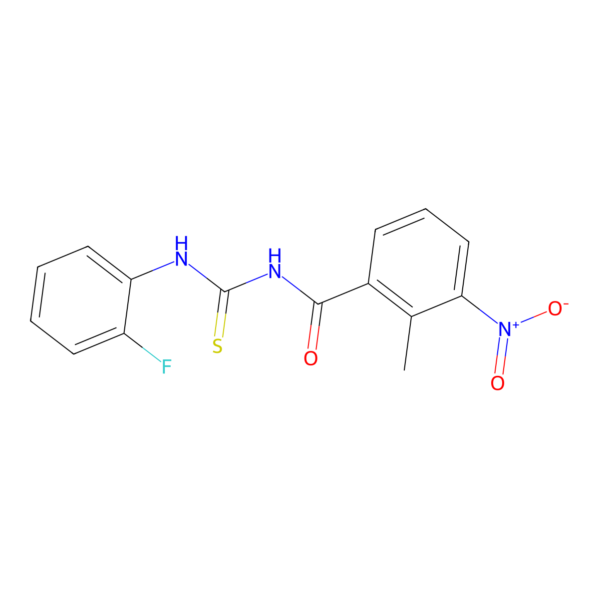 N-[(2-fluorophenyl)carbamothioyl]-2-methyl-3-nitrobenzamide molecular structure, CAS 429641-48-5