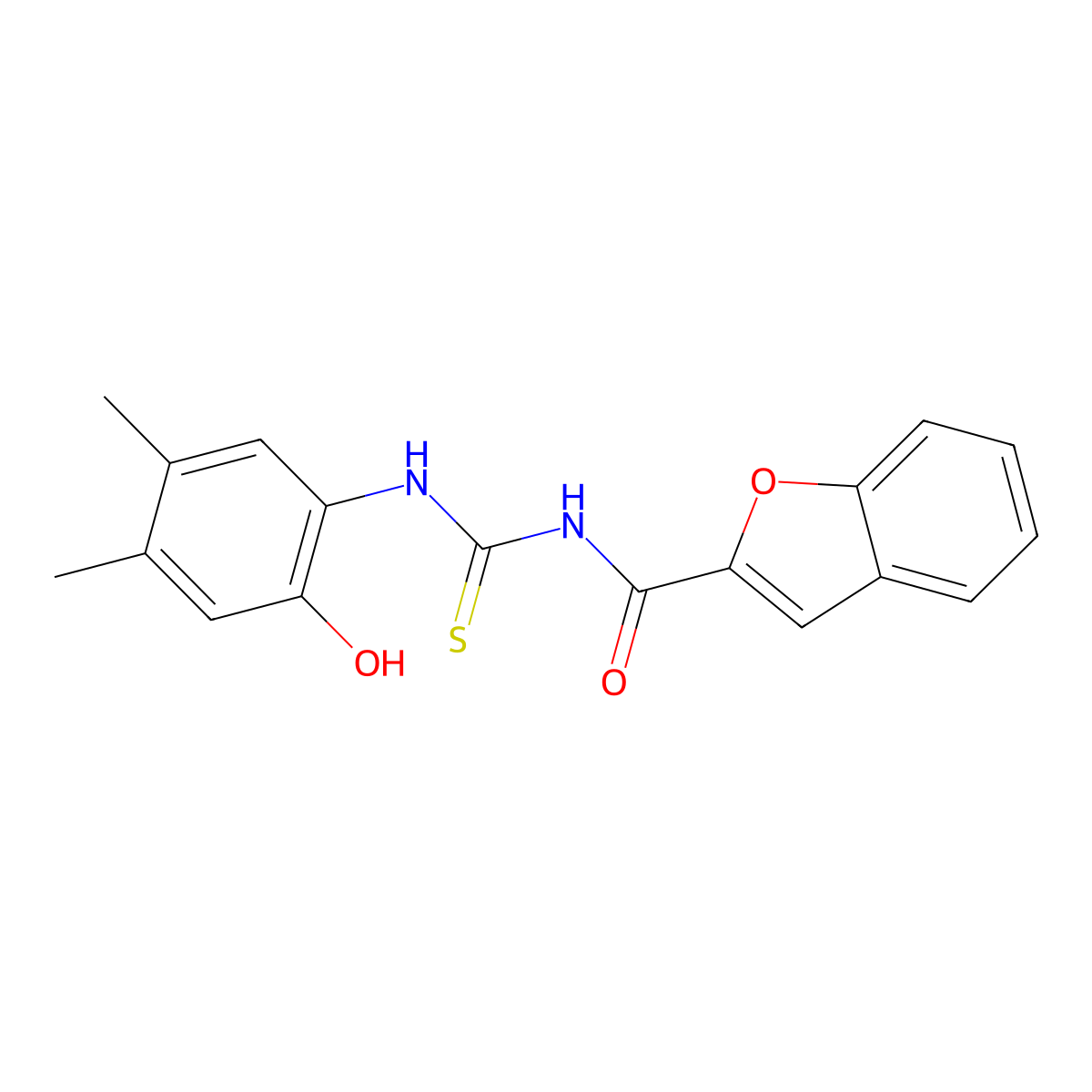 N-[(2-hydroxy-4,5-dimethylphenyl)carbamothioyl]-1-benzofuran-2-carboxamide molecular structure, CAS 429641-58-7