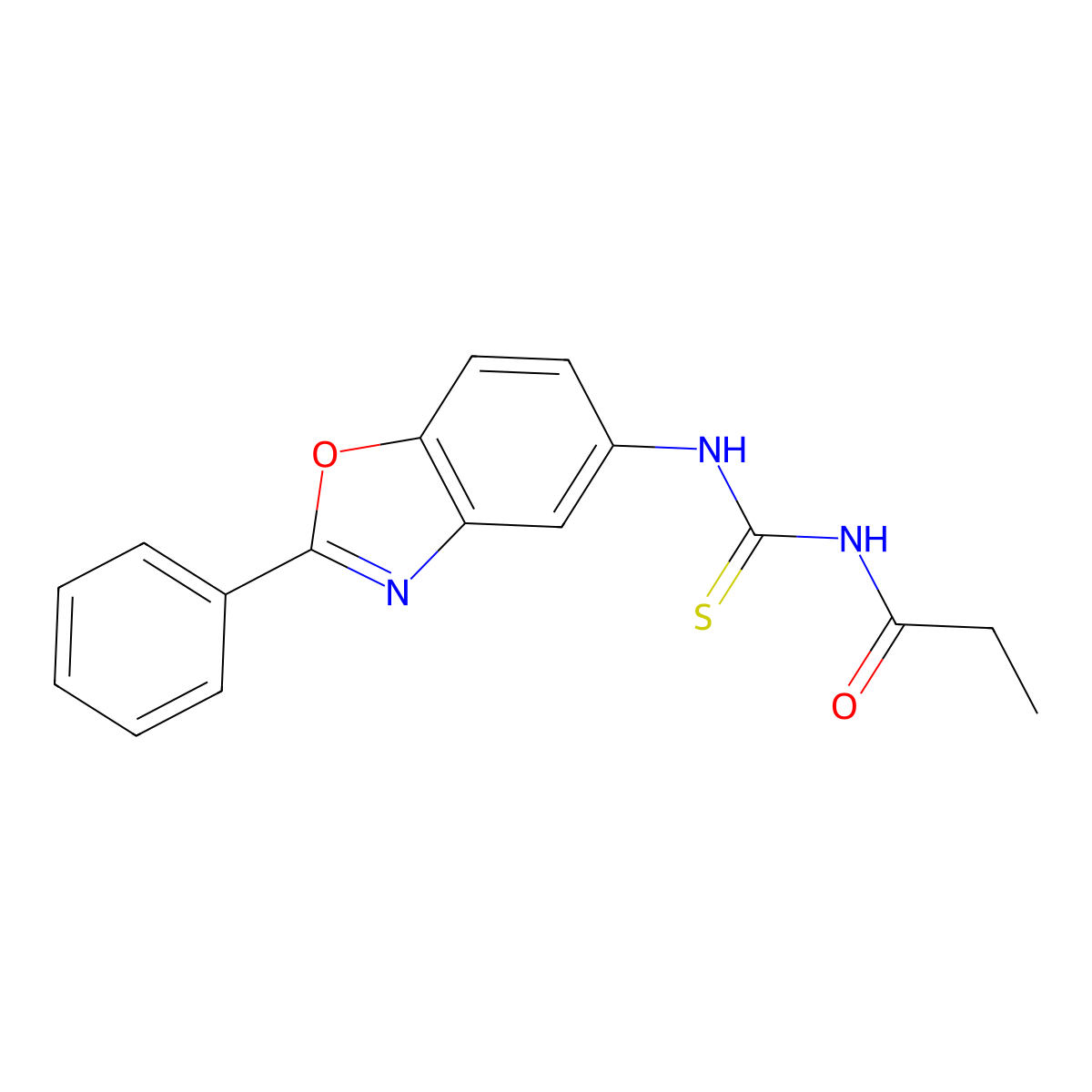 N-[(2-phenyl-1,3-benzoxazol-5-yl)carbamothioyl]propanamide molecular structure, CAS 429641-65-6