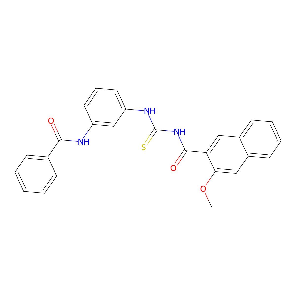 N-[(3-benzamidophenyl)carbamothioyl]-3-methoxynaphthalene-2-carboxamide molecular structure, CAS 429641-82-7