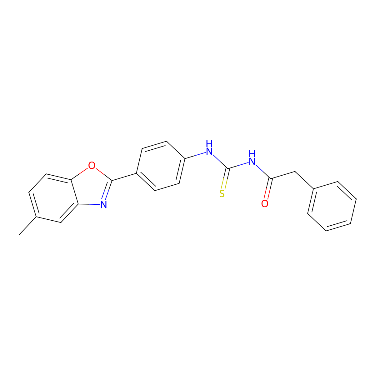 N-[[4-(5-methyl-1,3-benzoxazol-2-yl)phenyl]carbamothioyl]-2-phenylacetamide molecular structure, CAS 429641-85-0