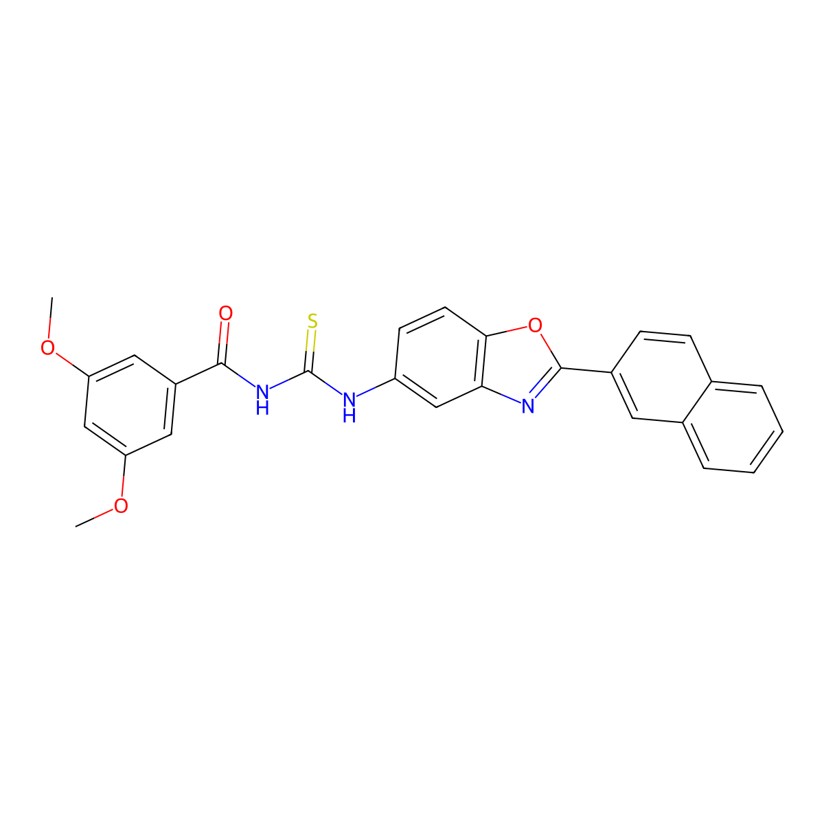 3,5-dimethoxy-N-[(2-naphthalen-2-yl-1,3-benzoxazol-5-yl)carbamothioyl]benzamide molecular structure, CAS 429641-86-1
