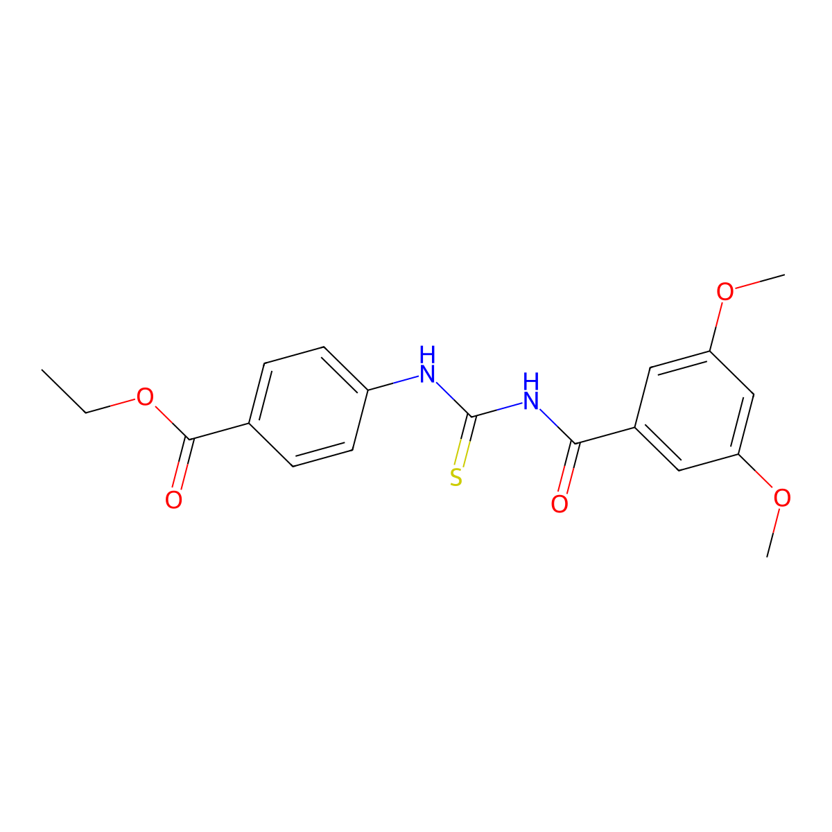 Ethyl 4-({[(3,5-dimethoxyphenyl)carbonyl]carbamothioyl}amino)benzoate molecular structure, CAS 429641-95-2