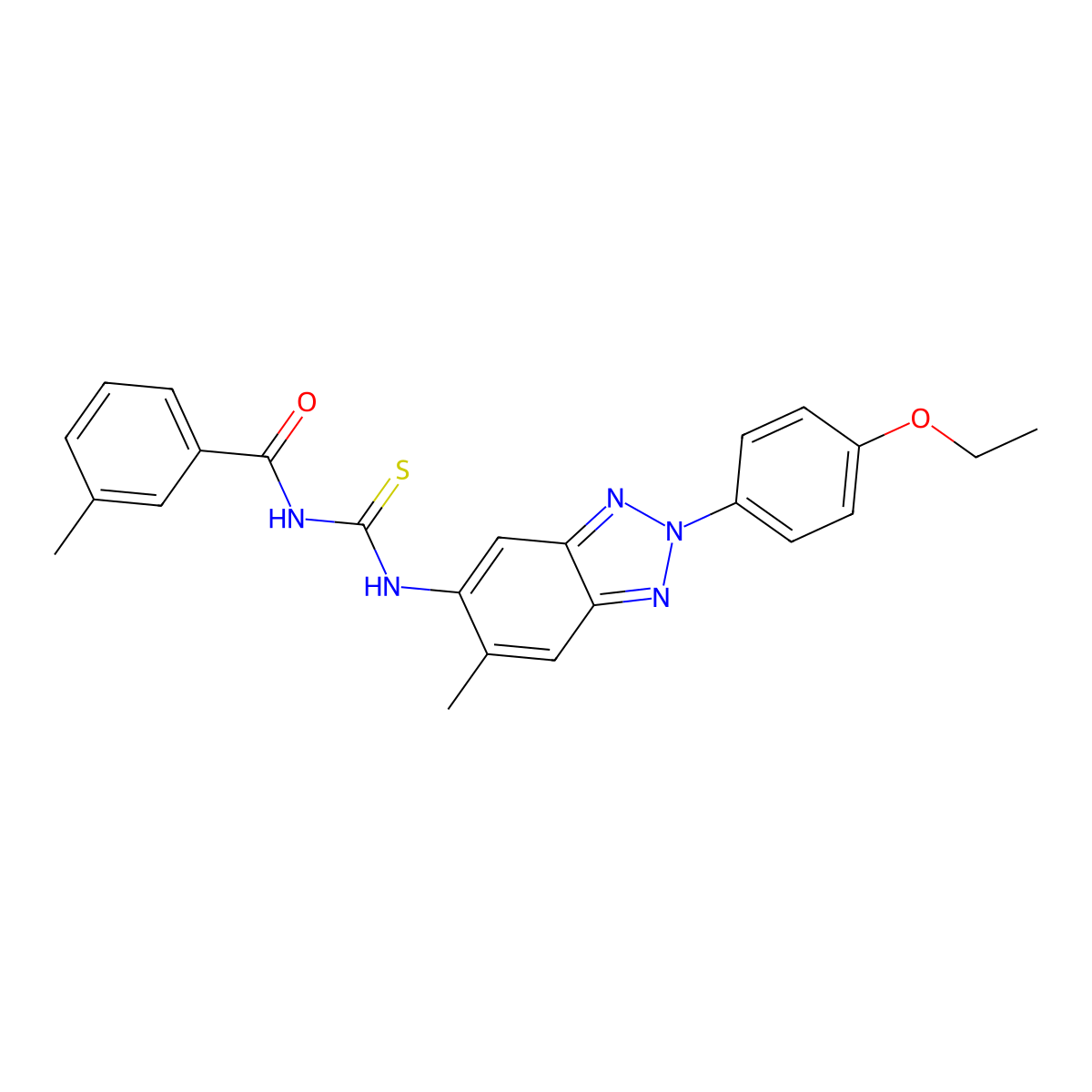 N-[[2-(4-ethoxyphenyl)-6-methylbenzotriazol-5-yl]carbamothioyl]-3-methylbenzamide molecular structure, CAS 429641-98-5