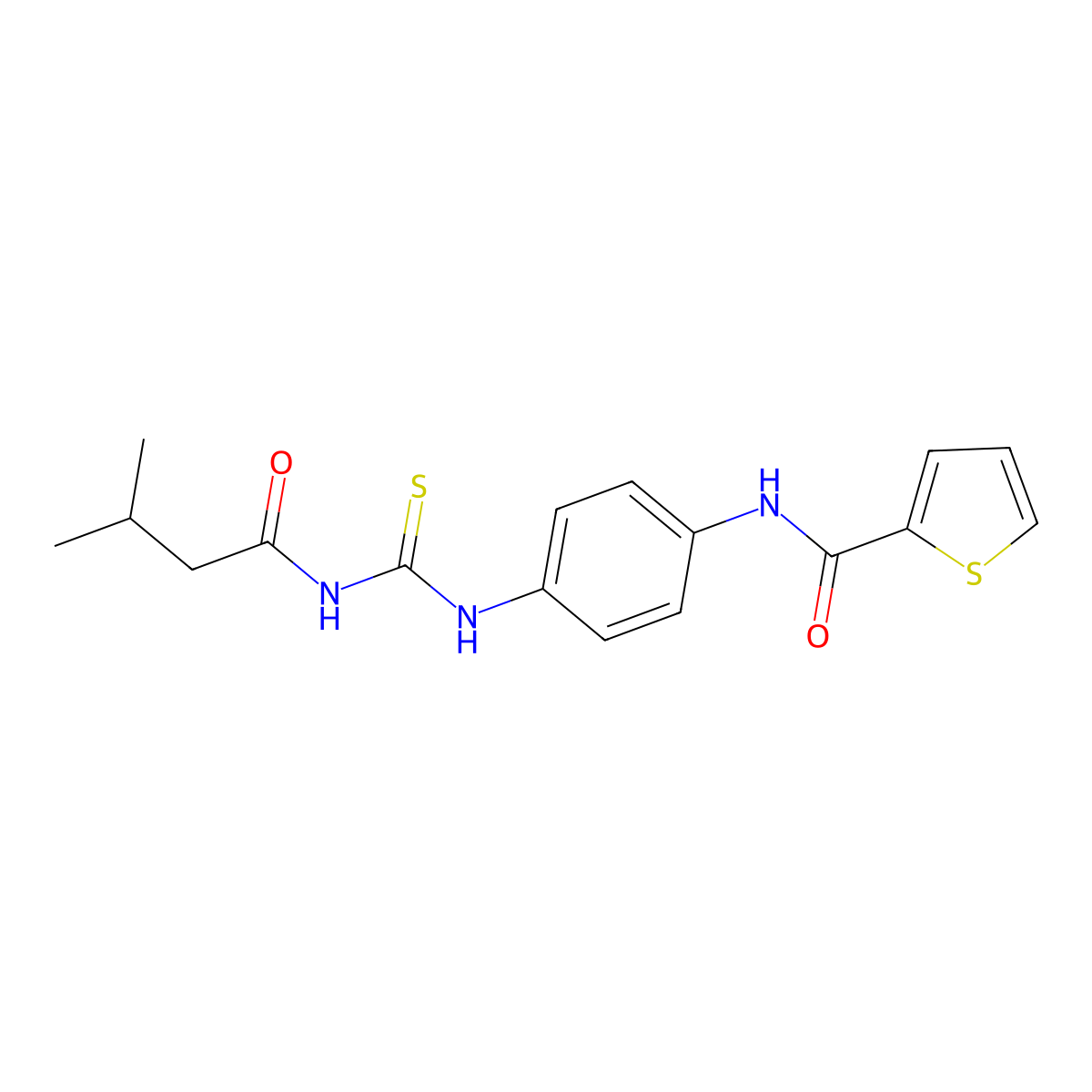 N-[4-(3-methylbutanoylcarbamothioylamino)phenyl]thiophene-2-carboxamide molecular structure, CAS 429642-06-8