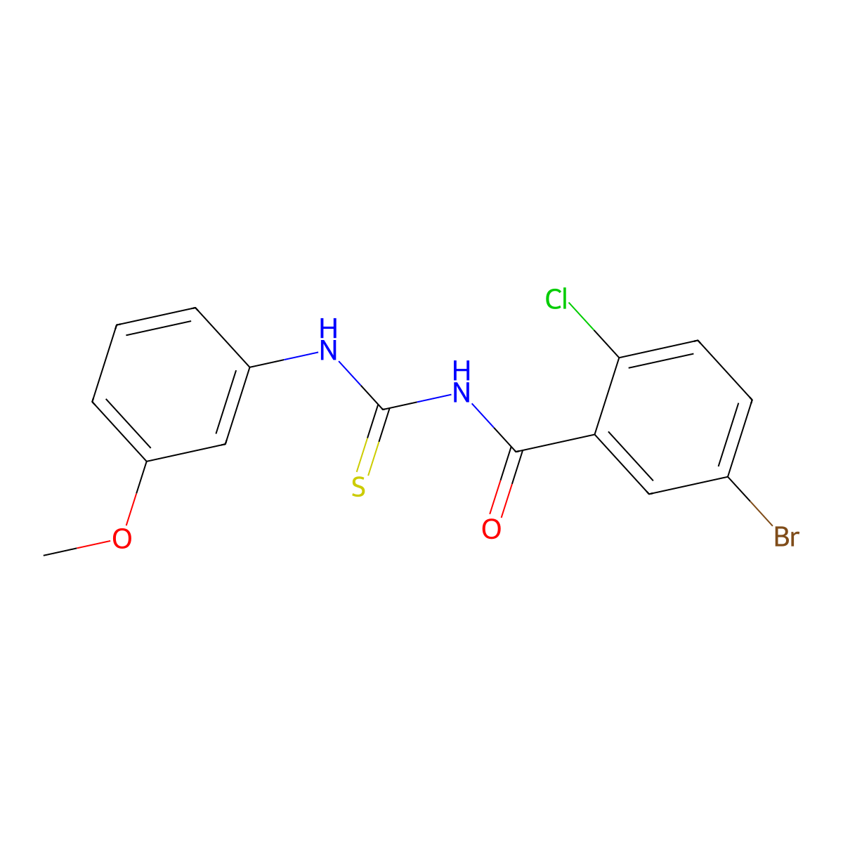 5-bromo-2-chloro-N-[(3-methoxyphenyl)carbamothioyl]benzamide molecular structure, CAS 429642-07-9