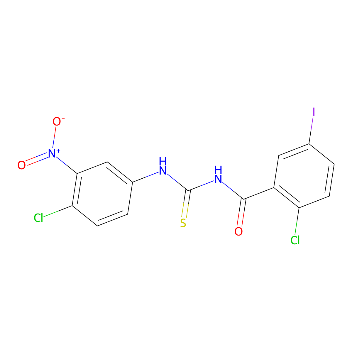 2-chloro-N-[(4-chloro-3-nitrophenyl)carbamothioyl]-5-iodobenzamide molecular structure, CAS 429642-15-9