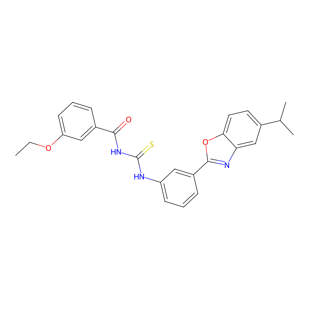 3-ethoxy-N-[[3-(5-propan-2-yl-1,3-benzoxazol-2-yl)phenyl]carbamothioyl]benzamide molecular structure, CAS 429642-27-3