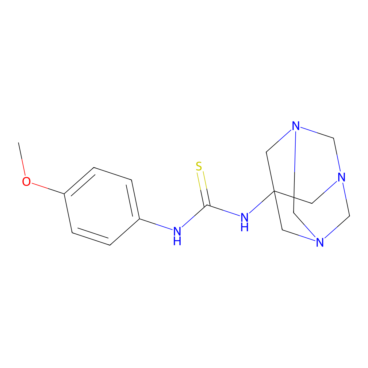 1-(4-Methoxyphenyl)-3-(1,3,5-triazatricyclo[3.3.1.1~3,7~]dec-7-yl)thiourea molecular structure, CAS 429642-38-6