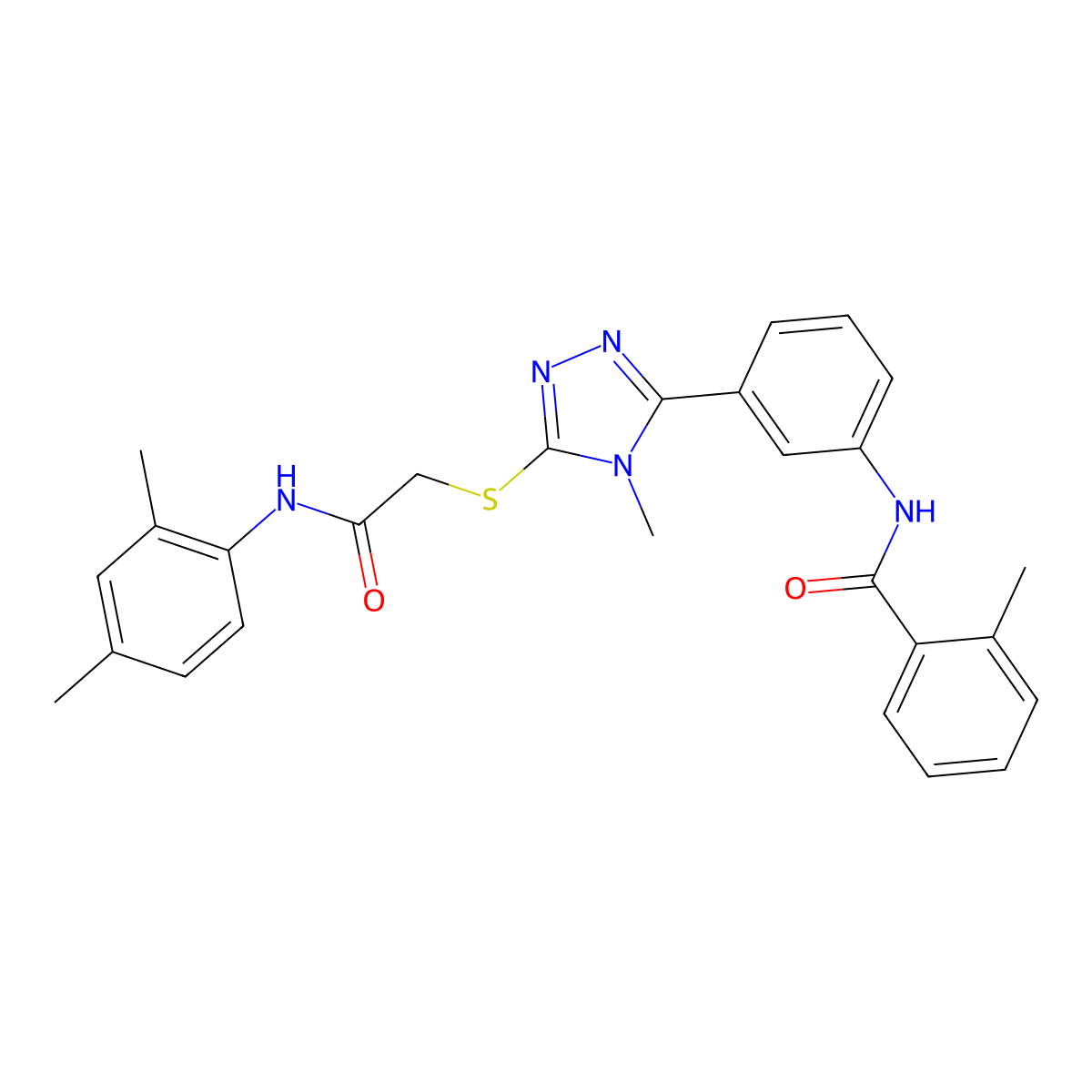 N-[3-[5-[2-(2,4-dimethylanilino)-2-oxoethyl]sulfanyl-4-methyl-1,2,4-triazol-3-yl]phenyl]-2-methylbenzamide molecular structure, CAS 429642-40-0