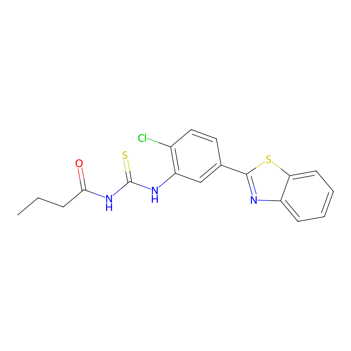 N-[[5-(1,3-benzothiazol-2-yl)-2-chlorophenyl]carbamothioyl]butanamide molecular structure, CAS 429642-42-2