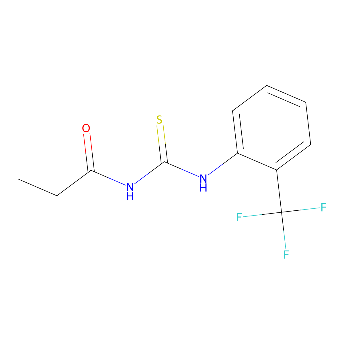 N-[[2-(trifluoromethyl)phenyl]carbamothioyl]propanamide molecular structure, CAS 429642-54-6