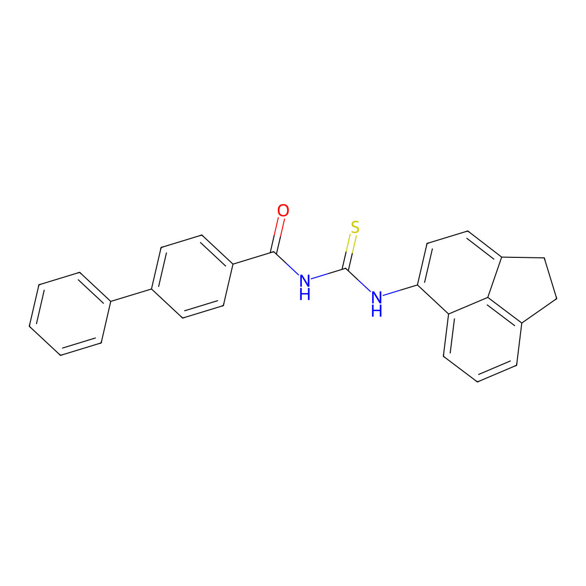 N-(1,2-dihydroacenaphthylen-5-ylcarbamothioyl)-4-phenylbenzamide molecular structure, CAS 429642-66-0
