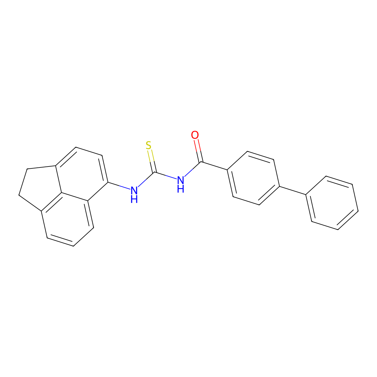 N-(1,2-dihydroacenaphthylen-5-ylcarbamothioyl)-4-phenylbenzamide molecular structure, CAS 429642-66-0