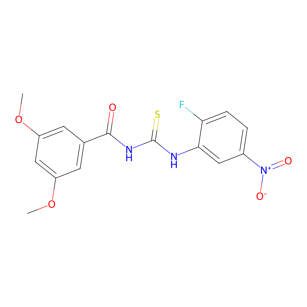 N-[(2-fluoro-5-nitrophenyl)carbamothioyl]-3,5-dimethoxybenzamide molecular structure, CAS 429642-74-0