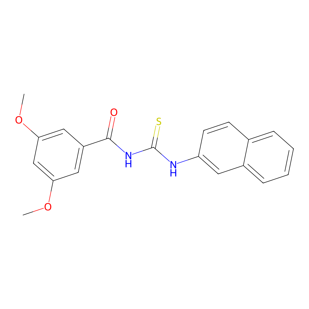 3,5-dimethoxy-N-(naphthalen-2-ylcarbamothioyl)benzamide molecular structure, CAS 429642-83-1