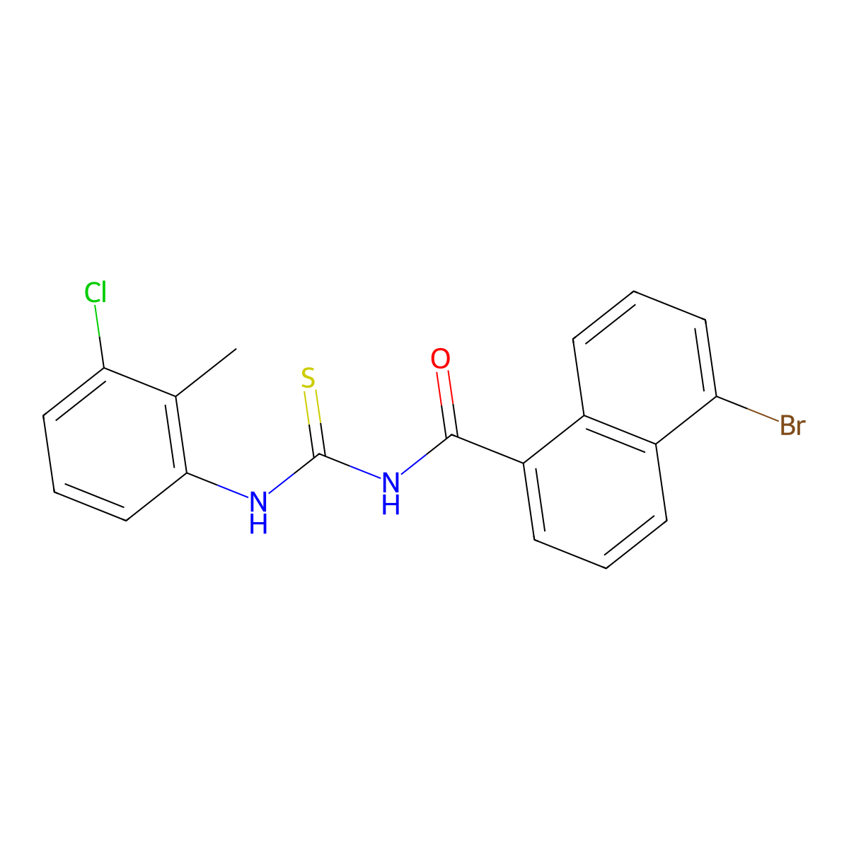 5-bromo-N-[(3-chloro-2-methylphenyl)carbamothioyl]naphthalene-1-carboxamide molecular structure, CAS 429643-01-6